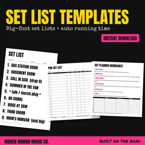 Set List Templates product preview