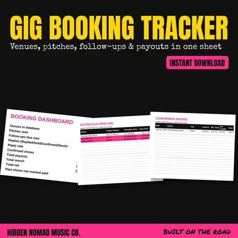 Gig & Venue Booking Tracker product preview